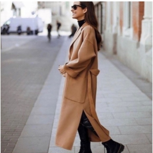 ZARA WRAP TIE WOOL COAT - Picture 11 of 16